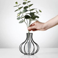 Dome Shape Metal Wire Glass Tube Vase- BLACK