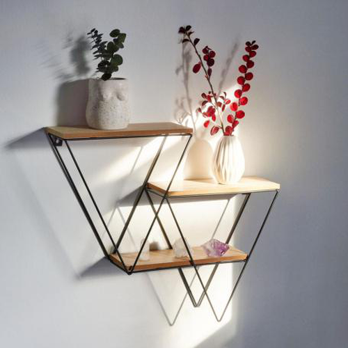 Grista V shape Decorative Metal Wall Shelf