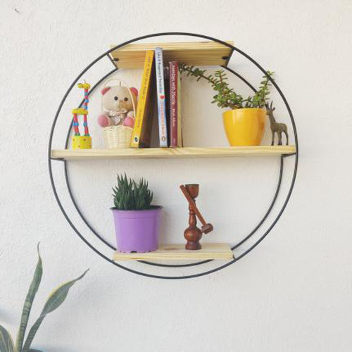 Grista 3 Tier Round Decorative Metal Wall Shelf
