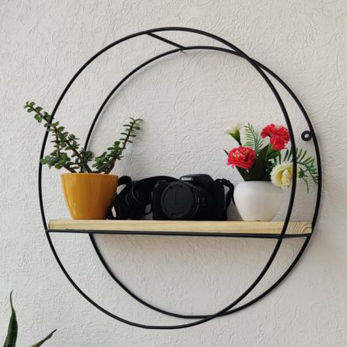 Grista Round single tier Decorative Metal Wall Shelf