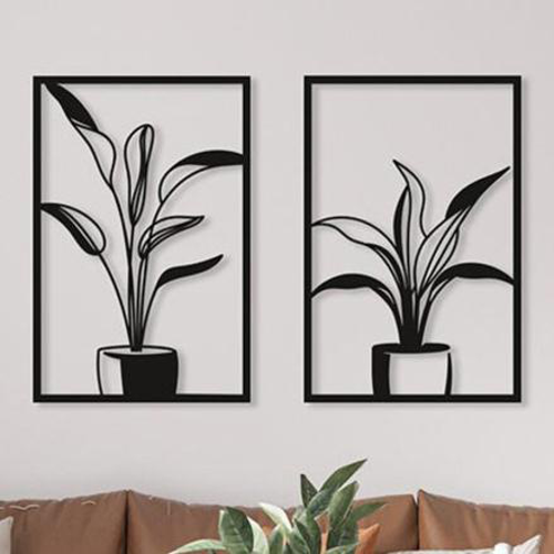Twin Plants Metal Wall Art