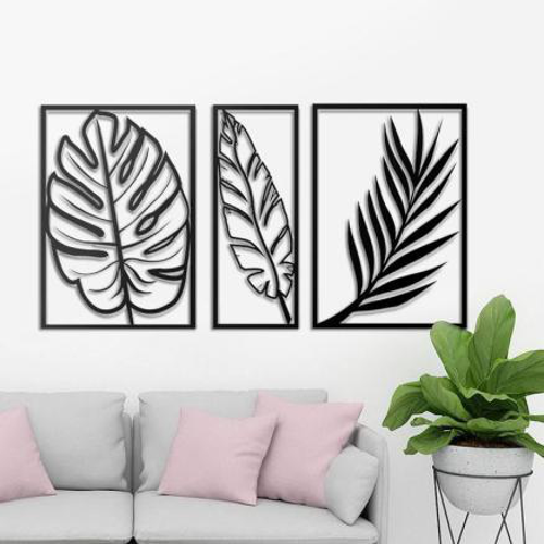 Banana, Monstera, Fern Leaves Metal Art