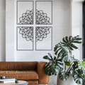 Lotus Square Metal Wall Art (Set of 4)